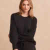 The Coziest Cashmere Blend Bishop-Sleeve Sweater - Charcoal