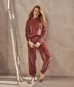 The Plush Velour Hoodie - Rosewood -Summer Salt Swim Store 1 ModelFront 48db93e3 8413 48bf adf5 e6e416daee3b