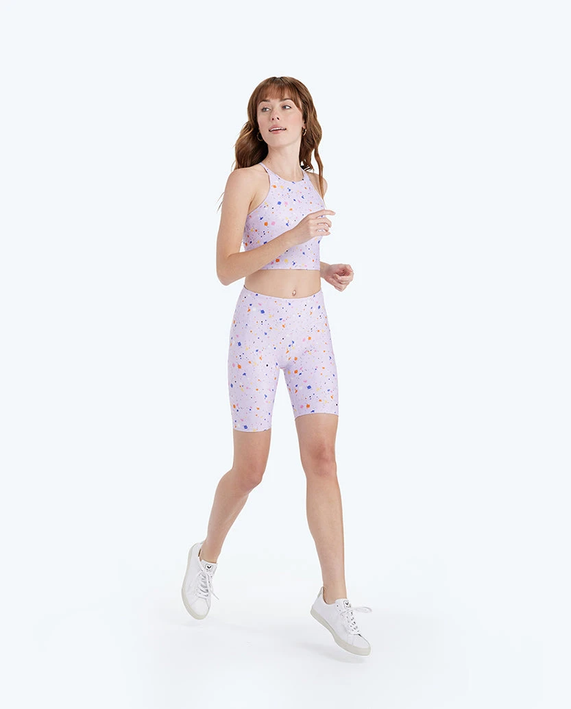 The Do-It-All High Rise Biker Shorts - Paint Splatter In Lilac 2 The Do-It-All High Rise Biker Shorts - Paint Splatter In Lilac - Image 2