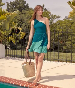 The Short Beach To Brunch Wrap Skirt - Seaglass & Seaweed -Summer Salt Swim Store 1 ModelFront 990ea90d 86a1 4db8 8f6e 7385ef686b1c