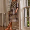 The Tiered Midi Dress - Buffalo Check In Midnight & Toffee