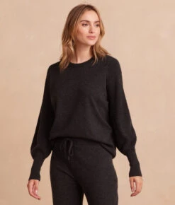 The Coziest Cashmere Blend Bishop-Sleeve Sweater - Charcoal -Summer Salt Swim Store 3 Coziest Cashmere Blend Bishop Sleeve Sweater Charcoal