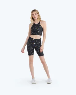 The High Neck Midi Sports Bra Tank - Paint Splatter In Sea Urchin 9 The High Neck Midi Sports Bra Tank - Paint Splatter In Sea Urchin -Summer Salt Swim Store 3 ModelFullBody 0b5a3c4b af20 4f21 bb5a df211214e0af