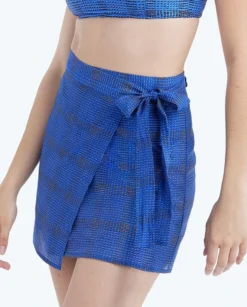 The Wrap Cover-Up Skirt - Modern Plaid In Hydrangea -Summer Salt Swim Store 3 ModelFullBody 5ac4e750 3aee 477f 82a7 304ce792c210