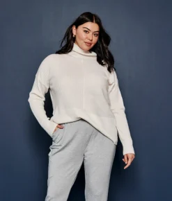 The Luxe Cashmere Blend Funnel Neck Sweater - White Sand 7 The Luxe Cashmere Blend Funnel Neck Sweater - White Sand -Summer Salt Swim Store 3 ModelFullBody 989462f1 eac9 407a 9bb0 b9f2d1901475