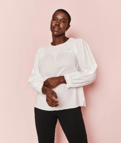 The Perfect Smocked Cotton Top - White Sand -Summer Salt Swim Store 3 ModelFullBody 9eaf449c 4ca1 498d b385 175e064cde9d