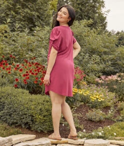 The Luxe Pima Twist-Sleeve T-Shirt Dress - Currant -Summer Salt Swim Store 3 ModelFullBody cf5b5579 cbb2 457a 8c2e 55a67e0280fd