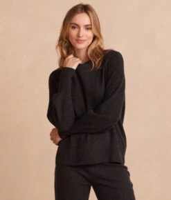 The Coziest Cashmere Blend Bishop-Sleeve Sweater - Charcoal -Summer Salt Swim Store 4 Coziest Cashmere Blend Bishop Sleeve Sweater Charcoal