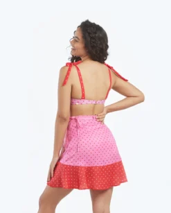 The Short Beach To Brunch Wrap Skirt - Square Dot In Flamingo & Hibiscus -Summer Salt Swim Store 4 ModelDetailBack 8e980827 8d21 419d a079 309e82728cae