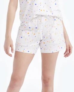 The Softest French Terry Lounge Shorts - Paint Splatter In White Sand -Summer Salt Swim Store 4 ModelDetail d340564d 705d 40a5 91cb 4665b9805670
