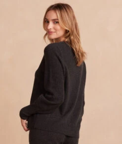 The Coziest Cashmere Blend Bishop-Sleeve Sweater - Charcoal -Summer Salt Swim Store 5 Coziest Cashmere Blend Bishop Sleeve Sweater Charcoal