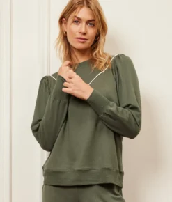 The Softest French Terry Contrast Puff-Sleeve Pullover - Olive & White Sand 11 The Softest French Terry Contrast Puff-Sleeve Pullover - Olive & White Sand -Summer Salt Swim Store 5 ExtraProductShot 9270bed4 fb95 4546 90b4 4d40fd7c7c52