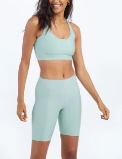 The Do-It-All High Rise Biker Shorts - Sage 9 The Do-It-All High Rise Biker Shorts - Sage -Summer Salt Swim Store BikerShort Sage ModelDetailFront