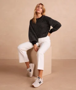 The Luxe Cashmere Blend Mix Stitch Sweater - Sea Urchin & Dune