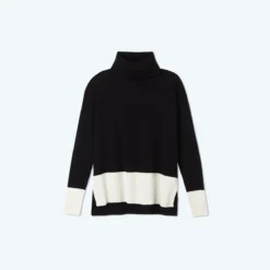 The Coziest Cashmere Blend Turtleneck - Sea Urchin & White Sand -Summer Salt Swim Store CashmereBlendTurtleneck SeaUrchin WhiteSand