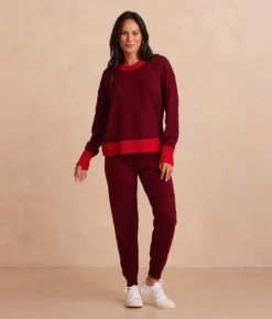 The Coziest Cashmere Blend Crew - Pinot & Lava -Summer Salt Swim Store CashmereCrew PinotLava Front Full 2