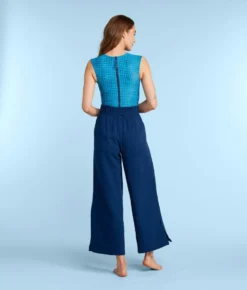 The Cloud Gauze Wide-Leg Pants - Deep Sea -Summer Salt Swim Store CloudGauzeWide LegPantsDeepSeaBack1