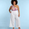 The Cloud Gauze Wide-Leg Pants - White Sand