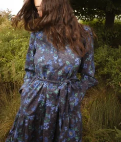 The Countryside Poplin Tiered Shirtdress - Rustic Floral In Midnight -Summer Salt Swim Store Countryside Poplin Tiered Shirtdress Rustic Floral in Midnight 3