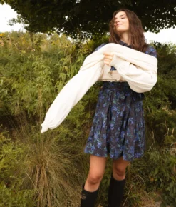 The Countryside Poplin Tiered Shirtdress - Rustic Floral In Midnight -Summer Salt Swim Store Countryside Poplin Tiered Shirtdress Rustic Floral in Midnight 4