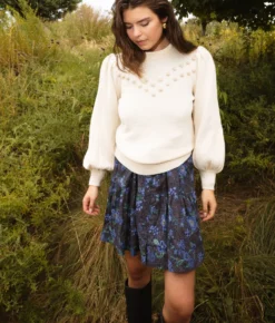 The Countryside Poplin Tiered Shirtdress - Rustic Floral In Midnight -Summer Salt Swim Store Countryside Poplin Tiered Shirtdress Rustic Floral in Midnight 5