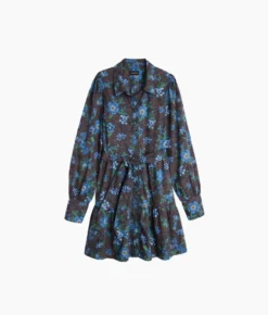 The Countryside Poplin Tiered Shirtdress - Rustic Floral In Midnight -Summer Salt Swim Store Countryside Poplin Tiered Shirtdress Rustic Floral in Midnight 6