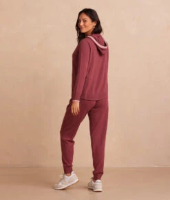 The Coziest Cashmere Blend Jogger - Rosewood & Shell -Summer Salt Swim Store CoziestCashmereBlendJogger Rosewood ShellBack Full