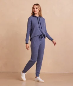 The Coziest Cashmere Blend Jogger - Steel & Midnight -Summer Salt Swim Store CoziestCashmereBlendJogger Steel Midnight Side Full