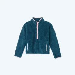 The Cozy High Pile Eco Fleece Half-Zip - Venetian & Pink Sky -Summer Salt Swim Store CozyFleeceZipUp Venetian2