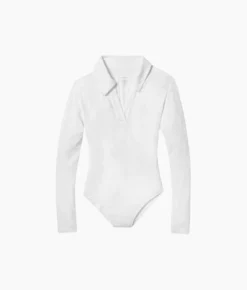 The Essential Long Sleeve Collared Bodysuit - White Sand -Summer Salt Swim Store Essential Long Sleeve Collared Bodysuit White Sand
