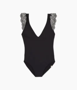 The Eyelet Ruffle Backflip - Sea Urchin 5 The Eyelet Ruffle Backflip - Sea Urchin -Summer Salt Swim Store Eyelet Ruffle Backflip Sea Urchin Avorio Stitching FLAT