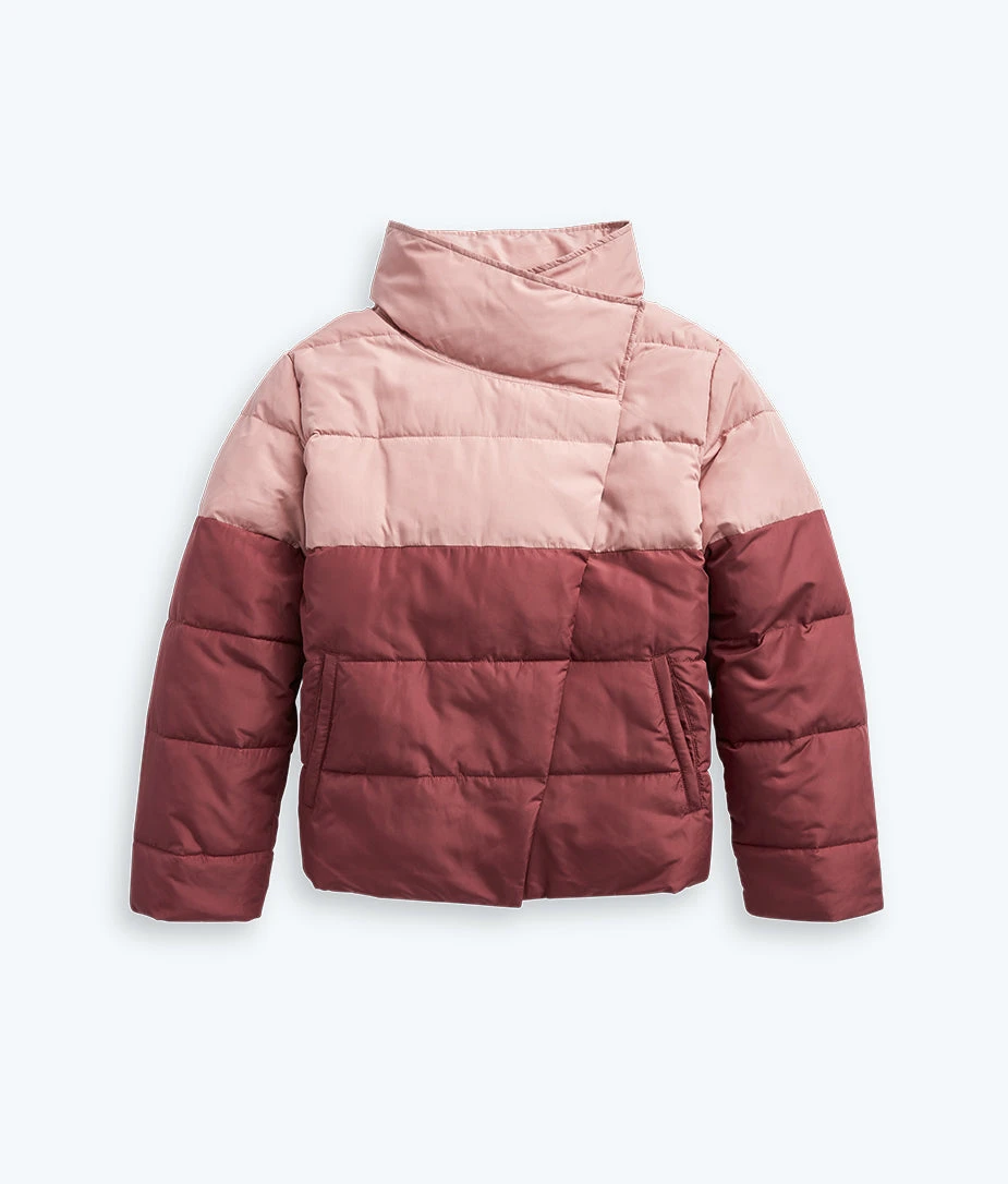 The Colorblock Eco Puffer Jacket - Rosewood & Shell 6 The Colorblock Eco Puffer Jacket - Rosewood & Shell - Image 6