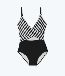 The Sea Breeze Cutout One-Piece - Mixed Stripe In Sea Urchin & White Sand 7 The Sea Breeze Cutout One-Piece - Mixed Stripe In Sea Urchin & White Sand -Summer Salt Swim Store FlatLay29