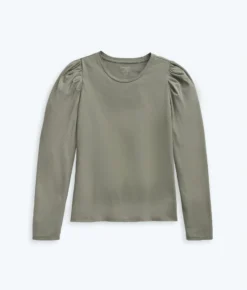 The Luxe Pima Long-Sleeve Statement Tee - Agave