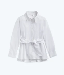 The Perfect Tie-Waist Girlfriend Shirt - White Sand