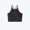 The High Neck Midi Sports Bra Tank - Paint Splatter In Sea Urchin