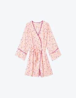 The Cloud 9 Silky Robe - Confetti Dot In Blush & Tangerine