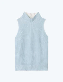 The High Neck Sweater Vest - Powder Blue & White Sand -Summer Salt Swim Store FlatLay Front 0d5cfe5f aa6c 489e a22b 432be845bbbb