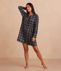 The Cloud 9 Boyfriend Sleep Shirt - Buffalo Check In Deep Sea & Gold -Summer Salt Swim Store Front Full TheCloud9BoyfriendSleepShirt BuffaloCheckinDeepSea Gold d7aca039 c934 49ae b9b7 9c164d394623