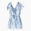 The Going Places Gauze Tie-Shoulder Romper - Summer Tie Dye