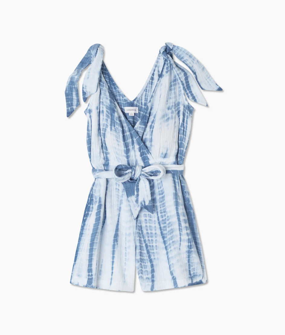 The Going Places Gauze Tie-Shoulder Romper - Summer Tie Dye 1 The Going Places Gauze Tie-Shoulder Romper - Summer Tie Dye