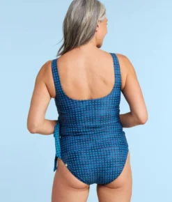 The High Leg High Rise Bottom - Gingham In Deep Sea -Summer Salt Swim Store HighLegHighRiseBottomMixedGinghaminDeepSeaBack1