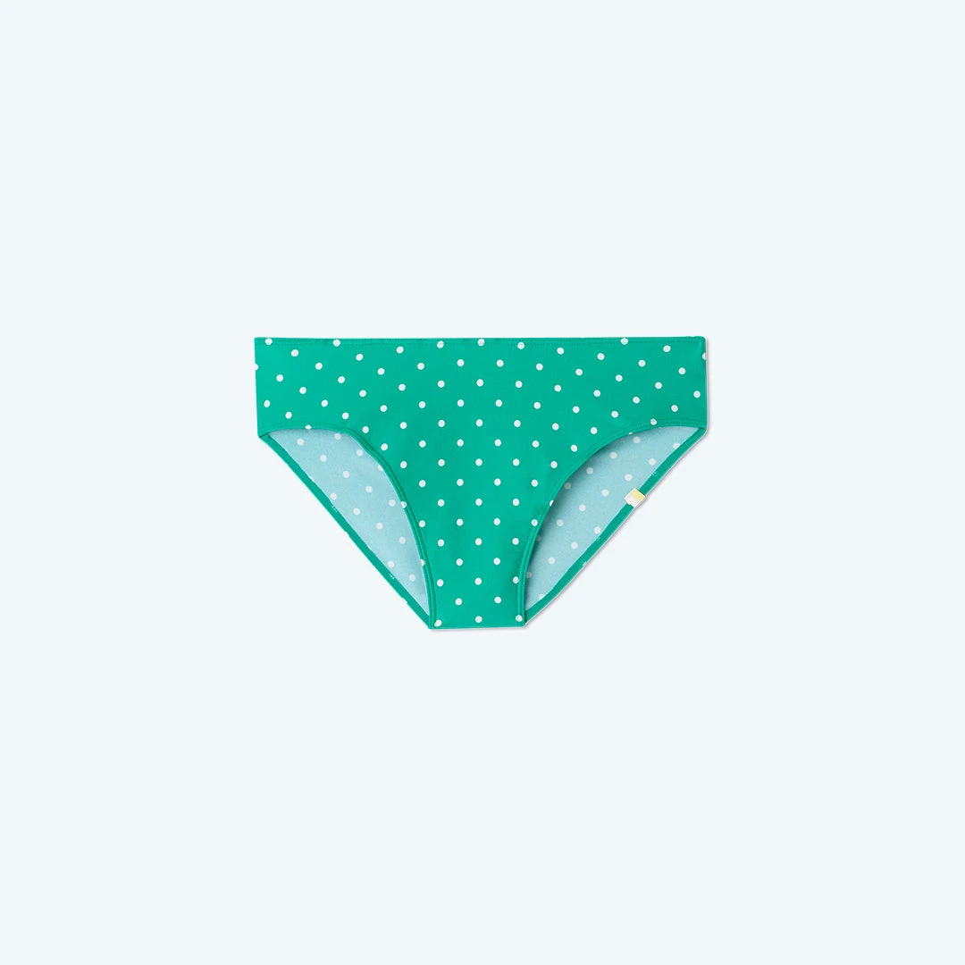 The Limited-Edition High Leg Mid Rise Bikini Bottom - Seaglass Dot 1 The Limited-Edition High Leg Mid Rise Bikini Bottom - Seaglass Dot