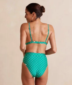 The Lace-Up High Leg High Rise Bikini Bottom - Seaglass Dot -Summer Salt Swim Store Lace UpHighLegHighRiseBottom SeaglassDot Back