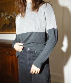 The Luxe Cashmere Blend Two-Tone Sweater - Charcoal 10 The Luxe Cashmere Blend Two-Tone Sweater - Charcoal -Summer Salt Swim Store Luxe Cashmere Blend Two Tone Sweater Charcoal 5