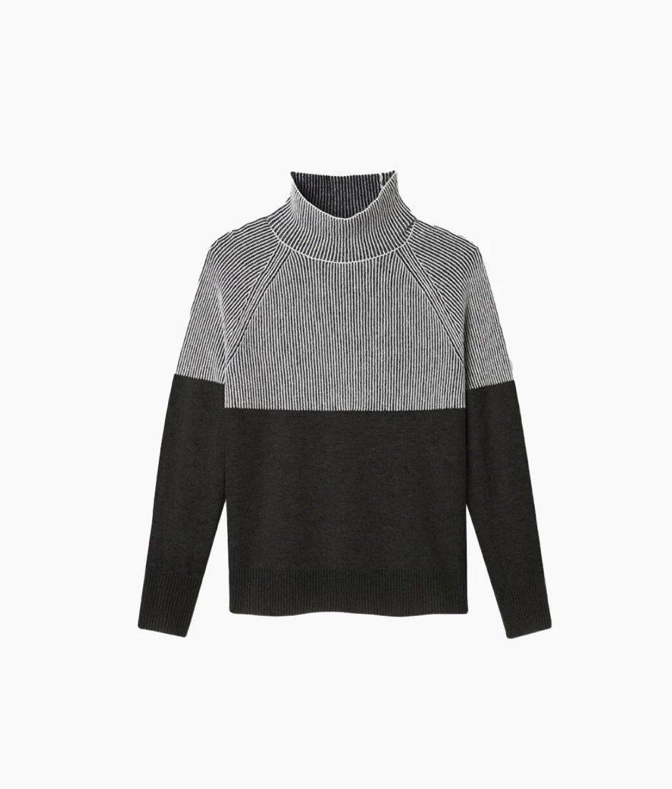 The Luxe Cashmere Blend Two-Tone Sweater - Charcoal 6 The Luxe Cashmere Blend Two-Tone Sweater - Charcoal - Image 6