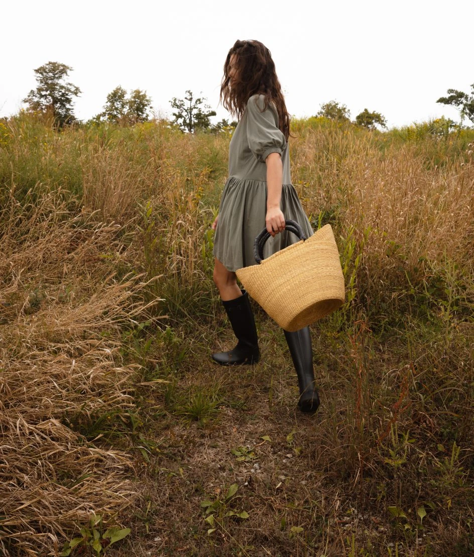 The Luxe Pima Puff-Sleeve Mini Dress - Agave 2 The Luxe Pima Puff-Sleeve Mini Dress - Agave - Image 2