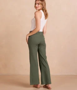 The Easy High-Waisted Flare Pant - Olive -Summer Salt Swim Store MicroFlarePant Olive BackCrop