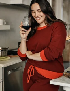 The Coziest Cashmere Blend Crew - Pinot & Lava -Summer Salt Swim Store Model Front 1 dd8965f6 77ce 429f b80c 290811c4bcf6