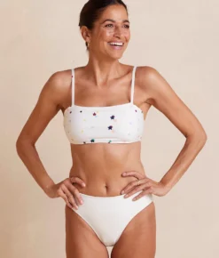 The Oasis Bikini Top - Small Scatter Stars In White Sand -Summer Salt Swim Store OasisBikiniTop SmallScatterStarsinWhiteSand Front Crop